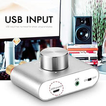 Load image into Gallery viewer, Nobsound Mini Bluetooth 5.0 Power Amplifier, Stereo Hi-Fi Digital Amp 2.0 Channel 50W×2 with AUX/USB/Bluetooth Input, Wireless Audio Receiver, PC Sound Card with Power Supply (Silver)
