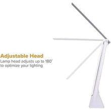 Load image into Gallery viewer, Bostitch Office KT-VLED1810-WHITE Powered Rechargeable Battery LED Desk Lamp, 3 Color Temperatures, Flip Open, White
