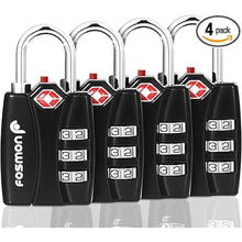 Load image into Gallery viewer, TSA Accepted Luggage Locks, Fosmon Open Alert Indicator 3 Digit Combination Padlock Codes for Travel Bag, Suit Case, Lockers, Gym, Bike Locks or Other (4 Pack)

