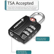 Load image into Gallery viewer, TSA Accepted Luggage Locks, Fosmon Open Alert Indicator 3 Digit Combination Padlock Codes for Travel Bag, Suit Case, Lockers, Gym, Bike Locks or Other (4 Pack)
