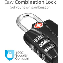Load image into Gallery viewer, TSA Accepted Luggage Locks, Fosmon Open Alert Indicator 3 Digit Combination Padlock Codes for Travel Bag, Suit Case, Lockers, Gym, Bike Locks or Other (4 Pack)
