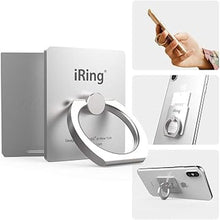 Load image into Gallery viewer, iRing Link, Made in Korea, Wireless Charging Friendly Phone Holder - Cell Phone Ring Grip Finger Holder and Stand Compatible with iPhone, Galaxy, and Other Smartphones(Silver)

