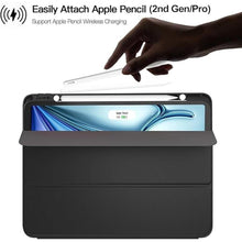 Load image into Gallery viewer, ZtotopCases for iPad Air 13 Inch M2 2024 Case/iPad Pro 12.9 3rd Generation 2018 with Pencil Holder, Lightweight Slim Soft TPU Back Trifold Smart Cover with Auto Sleep/Wake, Black
