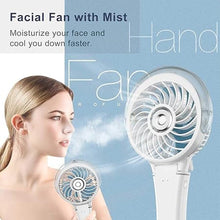 Load image into Gallery viewer, HandFan Portable Misting Fan, Handheld Mister Fan, USB Rechargeable Personal Mist Fan, Battery Operated Spray Water Fan, Mini Electric Cooling Hand Fans for Eyelash Travel Outdoors Hiking(White)
