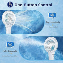 Load image into Gallery viewer, HandFan Portable Misting Fan, Handheld Mister Fan, USB Rechargeable Personal Mist Fan, Battery Operated Spray Water Fan, Mini Electric Cooling Hand Fans for Eyelash Travel Outdoors Hiking(White)
