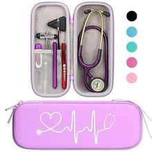 Load image into Gallery viewer, BOVKE Travel Carrying Case Compatible with 3M Littmann Classic III, Lightweight II S.E, MDF Acoustica Deluxe Stethoscopes - Extra Room for Medical Scissors EMT Trauma Shears and LED Penlight, Purple
