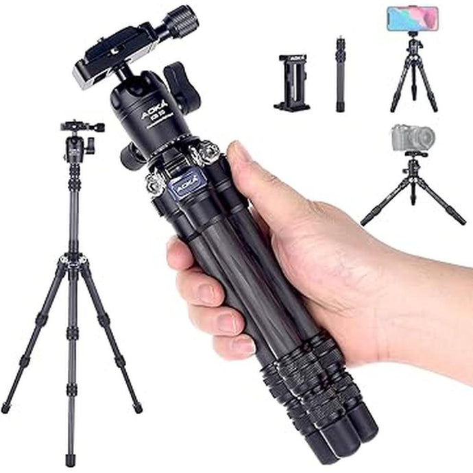 AOKA 15.7in/0.97lb Lightweight Compact Carbon Fiber Tripod with 360° Ballhead Travel Mini Tripod for Mobile Phone and Compact Mirrorless Cameras 28-Inch