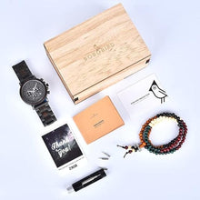 Load image into Gallery viewer, 2win Engraved Wooden Watch for Boyfriend My Man Fiancé Husband Customized Personalized Wood Watches for Men Birthday Anniversary Personalized Watch
