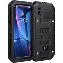 Load image into Gallery viewer, Beasyjoy for iPhone XR Metal Case, Waterproof Heavy Duty Case with Built-in Screen Protector, Full Body Protective Shockproof Tough Rugged Military Grade Defender Outdoor Case(Black)
