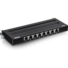 Load image into Gallery viewer, TRENDnet 8-Port Cat6A Shielded Patch Panel, Wall Mount Ready, 10G Ready, Cat5e,Cat6,Cat6A Compatible, Metal Housing, Color-Coded Labeling for T568A &amp; T568B Wiring, Cable Management, Black, TC-P08C6AS
