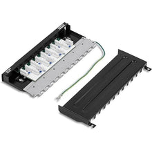 Load image into Gallery viewer, TRENDnet 8-Port Cat6A Shielded Patch Panel, Wall Mount Ready, 10G Ready, Cat5e,Cat6,Cat6A Compatible, Metal Housing, Color-Coded Labeling for T568A &amp; T568B Wiring, Cable Management, Black, TC-P08C6AS
