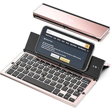 Load image into Gallery viewer, Geyes Bluetooth Keyboard Foldable Portable Folding Travel Keyboard for iPhone 15 Pro Plus/Xs/max/x/14/13 /12/11 /iPad/iPad Mini 4, Samsung Android Tablet Smart Phone (Rose Gold)
