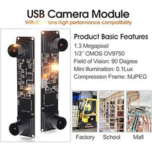 Load image into Gallery viewer, Synchronized Dual Lens Stereo USB Camera - 1.3MP HD 960P 3D VR Webcam with 1/3 CMOS OV9715 Image Sensor for Android, Linux, Windows

