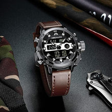 Load image into Gallery viewer, MEGALITH Mens Watches Waterproof Digital Military Sport Tactical Multifunction Heavy Duty Led Rugged Watch for Men, Alarm Stopwatch, Nylon/Leather Strap
