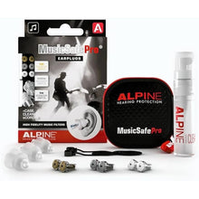 Load image into Gallery viewer, Alpine MusicSafe Pro - High Fidelity Earplugs for Musicians - 3 Interchangeable Premium Filter Sets: 16, 19 &amp; 22 dB - Professional Musician Hearing Protection - Transparent
