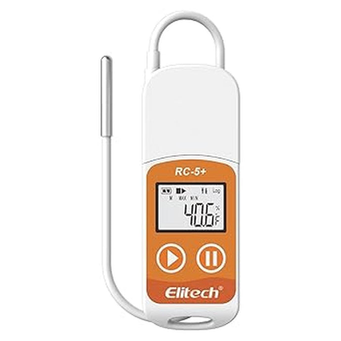 Elitech RC-5+ TE Digital PDF USB Temperature Data Logger Reusable Recorder Refrigerator Thermometer 32000 Points High Accuracy (Extra External Sensor)