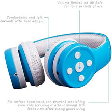 Load image into Gallery viewer, Kids Wireless Headphones, 5 Button Easy Use Bluetooth Toddler Headphones 93db Volume Limited Foldable with Built-in Mic for Cell Phones TV Tablet School Network Boys Girls (Light Blue)

