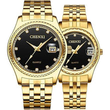Load image into Gallery viewer, MASTOP Couple Watches Dress Wrist Watch Golden Watch Men Women Stainless Steel Waterproof Quartz Watch
