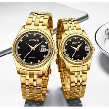 Load image into Gallery viewer, MASTOP Couple Watches Dress Wrist Watch Golden Watch Men Women Stainless Steel Waterproof Quartz Watch
