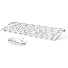 Load image into Gallery viewer, Wireless Keyboard and Mouse, Vssoplor 2.4GHz Rechargeable Compact Quiet Full-Size Keyboard and Mouse Combo with Nano USB Receiver for Windows, Laptop, PC, Notebook-White Silver
