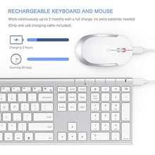 Load image into Gallery viewer, Wireless Keyboard and Mouse, Vssoplor 2.4GHz Rechargeable Compact Quiet Full-Size Keyboard and Mouse Combo with Nano USB Receiver for Windows, Laptop, PC, Notebook-White Silver
