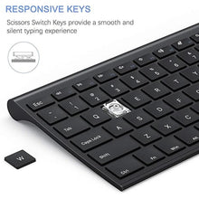 Load image into Gallery viewer, Wireless Keyboard and Mouse, Vssoplor 2.4GHz Rechargeable Compact Quiet Full-Size Keyboard and Mouse Combo with Nano USB Receiver for Windows, Laptop, PC, Notebook-Black
