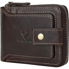 Load image into Gallery viewer, MING CLAN Zipper Wallet Men RFID Blocking Leather Flap ID Window Zip Coin Pocket Bifold Credit Card Wallets -Big Capacity For Travel
