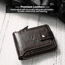 Load image into Gallery viewer, MING CLAN Zipper Wallet Men RFID Blocking Leather Flap ID Window Zip Coin Pocket Bifold Credit Card Wallets -Big Capacity For Travel
