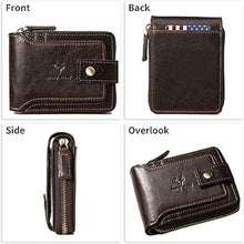 Load image into Gallery viewer, MING CLAN Zipper Wallet Men RFID Blocking Leather Flap ID Window Zip Coin Pocket Bifold Credit Card Wallets -Big Capacity For Travel
