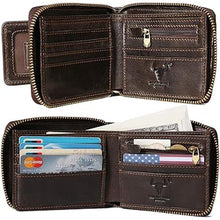 Load image into Gallery viewer, MING CLAN Zipper Wallet Men RFID Blocking Leather Flap ID Window Zip Coin Pocket Bifold Credit Card Wallets -Big Capacity For Travel
