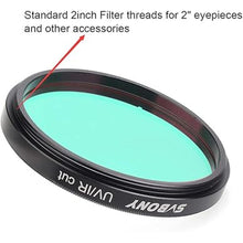 Load image into Gallery viewer, SVBONY Telescope Filter UV IR Cut Block Filter Infra Red Filter CCD Camera for Astrophotography Telescope UV Filter 2 inch Threads for DSLR Camera
