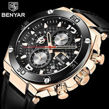 Load image into Gallery viewer, BENYAR Mens Watches Chronograph Date Waterproof Sports Watches Leather Strap Business Wrist Watches

