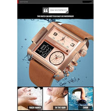 Load image into Gallery viewer, Gosasa Men Square Large Face Digital Sports Watch,LED Analog Quartz Wrist Watch with Multi-Time Zone 50M Waterproof Stopwatch
