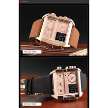 Load image into Gallery viewer, Gosasa Men Square Large Face Digital Sports Watch,LED Analog Quartz Wrist Watch with Multi-Time Zone 50M Waterproof Stopwatch
