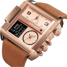 Load image into Gallery viewer, Gosasa Men Square Large Face Digital Sports Watch,LED Analog Quartz Wrist Watch with Multi-Time Zone 50M Waterproof Stopwatch

