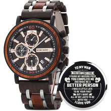 Load image into Gallery viewer, BOBO BIRD S18-1 Personalized Engraved Wood Watch Customized Wooden Watches for Husband Boyfriend Birthday Anniversary
