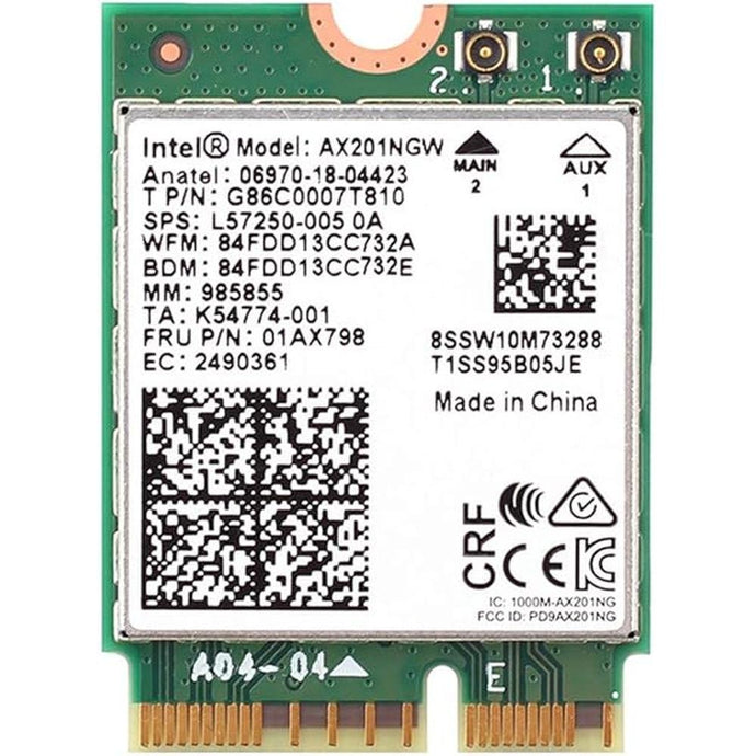 AX201NGW WiFi Card,WiFi 6E M.2 Laptop 2.4Gbps 802.11ax Wireless Intel AX201 Wireless Card 11AX WiFi Adapter with Bluetooth 5.3 MU-MIMO for Windows 10, 64-bit, Google Chrome OS, Linux(64bit)