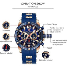 Load image into Gallery viewer, MF MINI FOCUS Men Watch, Chronograph Waterproof Sport Analog Quartz Watches Blue Silicon Strap Fashion Wristwatch for Men

