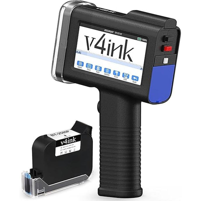 v4ink BENTSAI Handheld Inkjet Printer BT-HH6105B2 Portable TIJ Handheld Printer with 12.7mm Print Height for Batch Number Date Logo QR Code Barcode Picture Printing on Any Surfaces