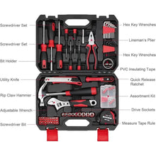 Load image into Gallery viewer, Eastvolt 128-Piece Home Repair Tool Set, Tool Sets for Homeowners, General Household Hand Tool Set with Storage Toolbox, EVHT12801, Black + Red (ASK01)
