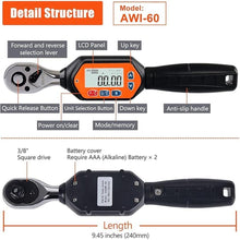 Load image into Gallery viewer, 4th Gen Mini Digital Torque Wrench - 3/8-inch Drive with Buzzer &amp; LED, 1.8-60 Nm (1.33-44.25 ft-lbs), High Precision Electronic Tool for Bike &amp; Car Repairs, Calibrated for Superior Performance
