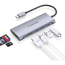 Load image into Gallery viewer, LENTION USB C Hub with 4K HDMI, 3 USB 3.0, SD/Micro SD 3.0 Card Reader, Compatible 2023-2016 MacBook Pro, New Mac Air/Surface, Chromebook, iPhone15 or More, Stable Driver Adapter (C34, Space Gray)
