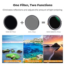 Load image into Gallery viewer, K&amp;F Concept 52mm Variable Fader ND2-ND32 ND Filter and CPL Circular Polarizing Filter 2 in 1 for Camera Lens No X Spot Waterproof Scratch Resistant (Nano-X Series)
