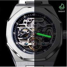 Load image into Gallery viewer, FANMIS Classic Mens Skeleton Automatic Mechanical Watches Luxury Carving Flower Craft Watch with Stainless Steel Waterproof Bracelet Wrist Watch
