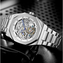 Load image into Gallery viewer, FANMIS Classic Mens Skeleton Automatic Mechanical Watches Luxury Carving Flower Craft Watch with Stainless Steel Waterproof Bracelet Wrist Watch
