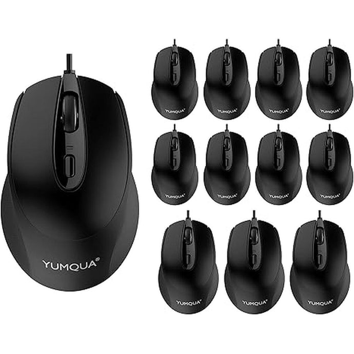 Computer Mouse Wired 12 Pack, USB Mouse PC Mice Bulk with Cord, Office Home Classroom Silent USB Optical Corded Mouse with 2 Adjustable DPI, for PC Desktop Computer Mac Laptop