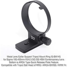Load image into Gallery viewer, iShoot Tripod Mount Ring, Lens Collar Support Compatible with Sigma 100-400mm f/5-6.3 DG OS HSM Contemporary Lens (EF/F Mount), Bottom is ARCA Quick Release Plate for ARCA-Swiss Fit Tripod Ball Head
