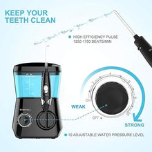 Load image into Gallery viewer, TUREWELL Water Flossing Oral Irrigator, 600ML Dental Teeth Cleaner 10 Adjustable Pressure, Electric Oral Flosser for Braces, 8 Replacement Jet Tips for Family (Black)
