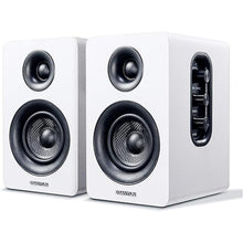 Load image into Gallery viewer, SW208 3&quot; Active Bluetooth 5.0 Bookshelf Speakers – 60W Carbon Fiber Speaker Unit - Built-in 24bit DAC Dynamic 3D Surround Sound 2.0 Computer PC Monitor Gaming (Pair, White)
