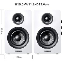Load image into Gallery viewer, SW208 3&quot; Active Bluetooth 5.0 Bookshelf Speakers – 60W Carbon Fiber Speaker Unit - Built-in 24bit DAC Dynamic 3D Surround Sound 2.0 Computer PC Monitor Gaming (Pair, White)
